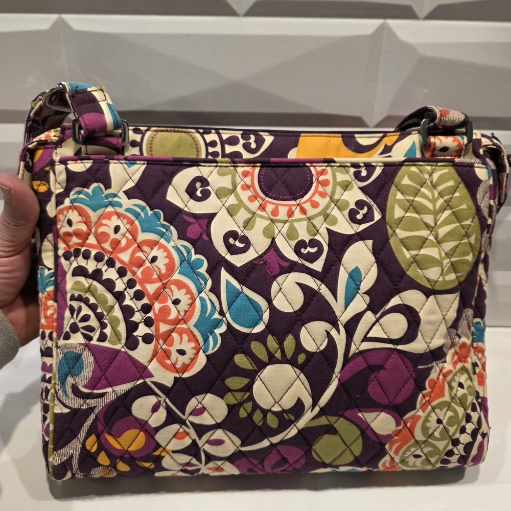 Vera Bradley PLUM CRAZY Hipster Purse Shoulder Crossbody Purple Floral Organizer - Picture 3 of 14